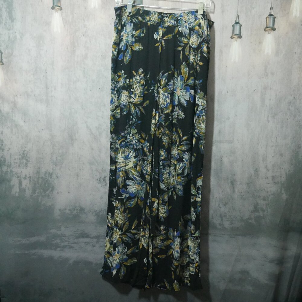Karen Kane Black Floral Wide Leg Pants XL